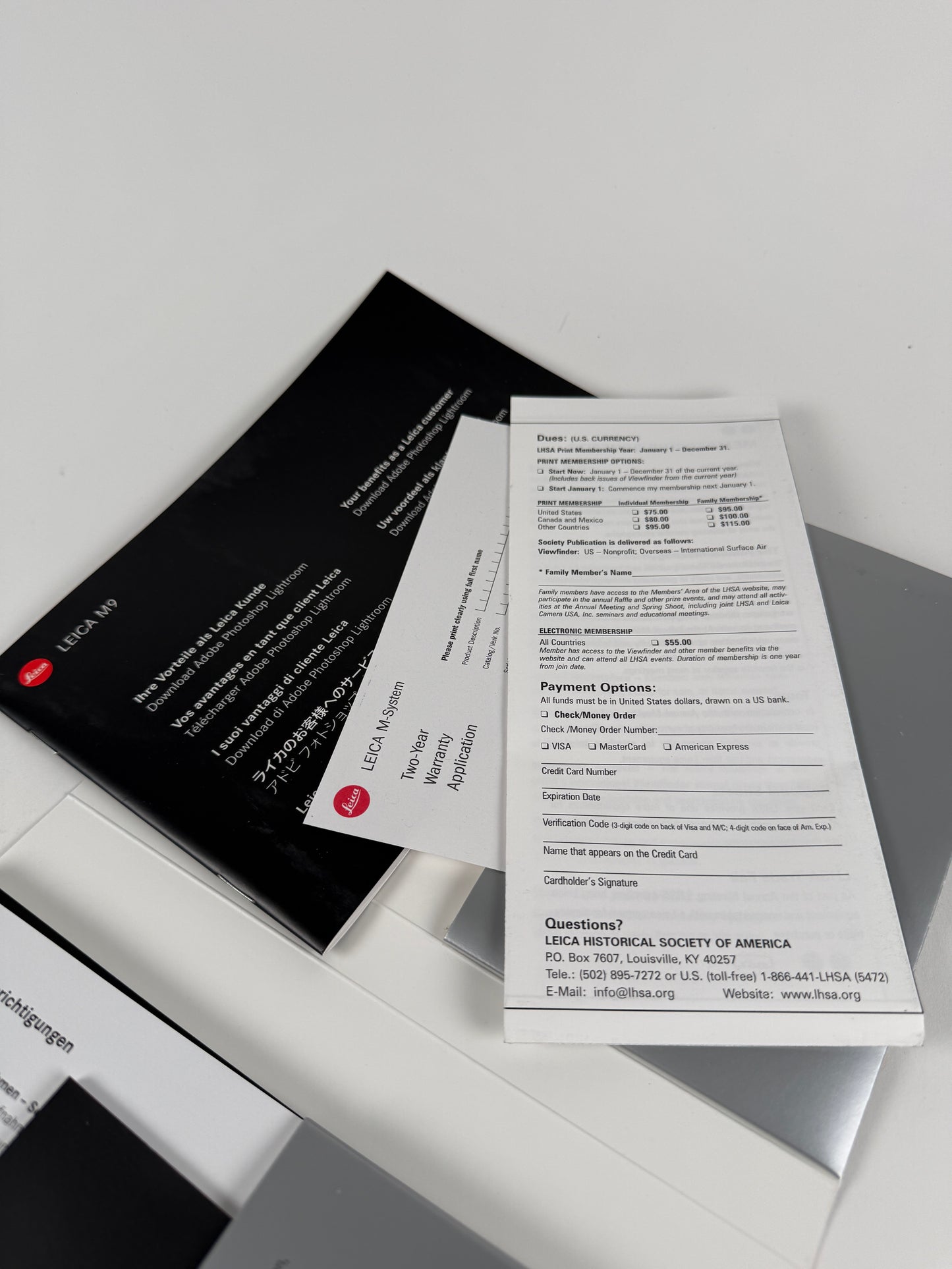 Leica M9 Instruction Manual w/ box inserts