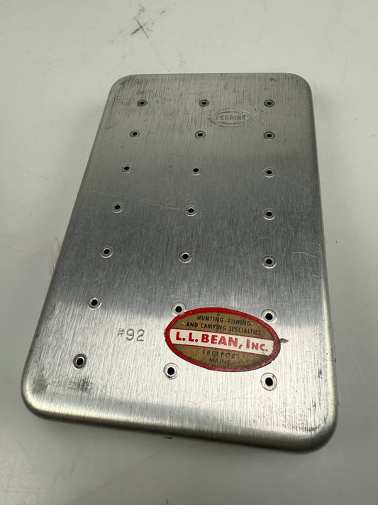 Perrine metal # 92 Fly Box. W/ streamers bucktails Flies LL Bean Sticker