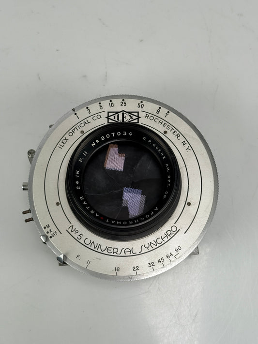 GOERZ 24 IN 610mm INCH F11 ARTAR APOCHROMAT RED DOT BARREL LENS w/ ilex no 5 shutter