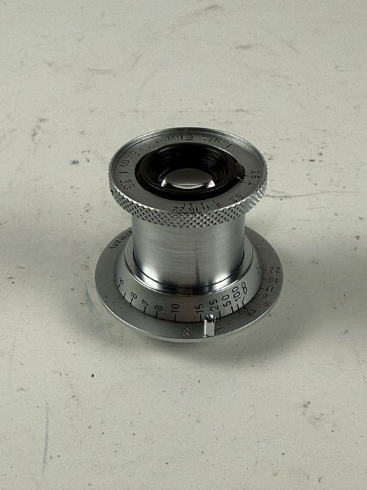 Leica Leitz 50mm (5cm) f3.5 Elmar M39 Collapsible Lens red scale