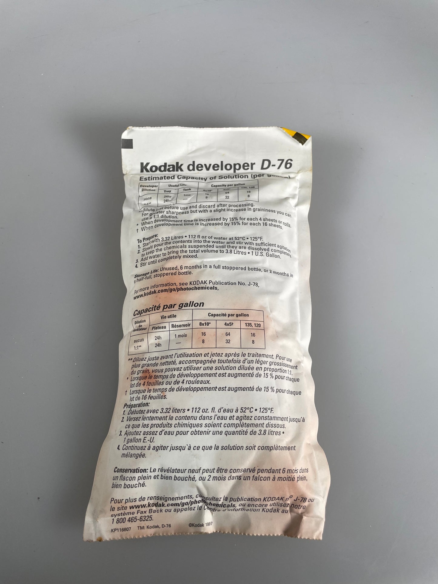 Kodak D-76 Developer Powder, B and W Film 1 Gallon 146 4817