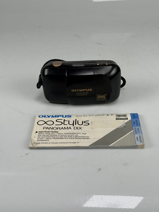 Olympus Stylus Epic DLX Panoramic 35mm point and shoot p&s film camera 35mm f3.5 Black