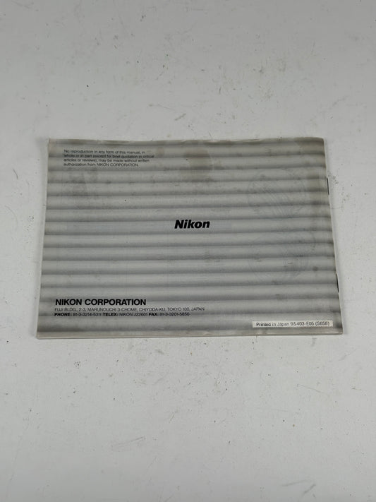 Nikon FM2 - 35mm Film Camera Manual - Original Instruction Booklet