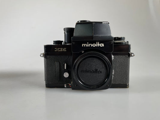 Minolta XM 35mm film Camera body Black w/ AE meter finder