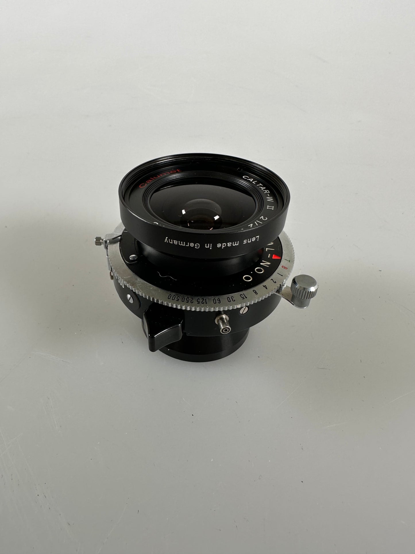 Caltar W II 2 1/2 inch 65mm F8 lens in Copal 0 shutter large format lens