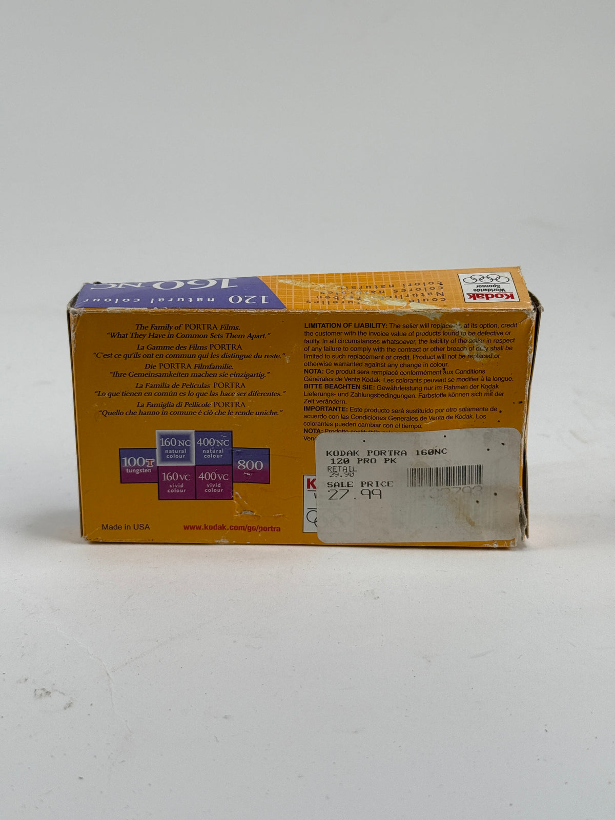 Kodak PROFESSIONAL PORTRA 160NC 120 ISO 160 5 rolls pro pack, EXP 2004