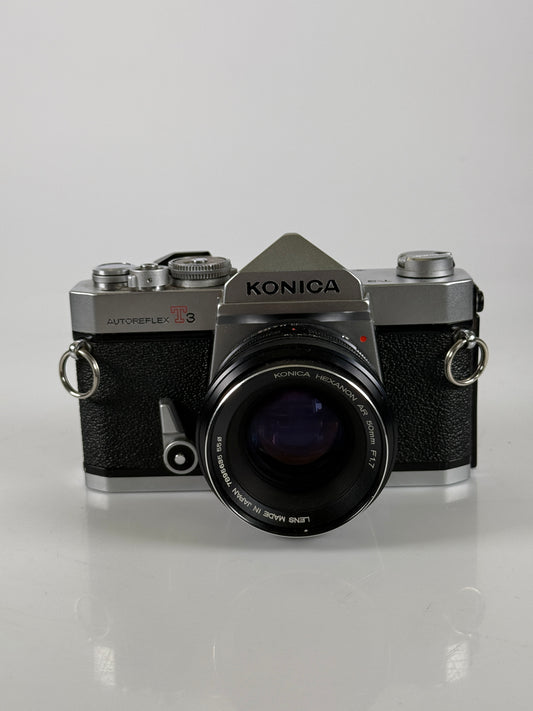 Konica Autoreflex T3 35mm SLR Film Camera with AR 50mm F1.7 lens