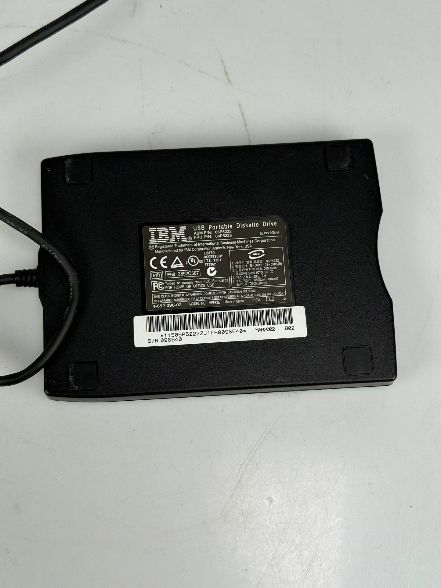 Vintage IBM USB Portable Diskette Drive M681082 External Floppy Drive