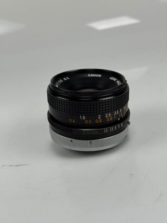 Canon FD 28mm F3.5 S.C. SC Wide Angle Manual Focus Lens