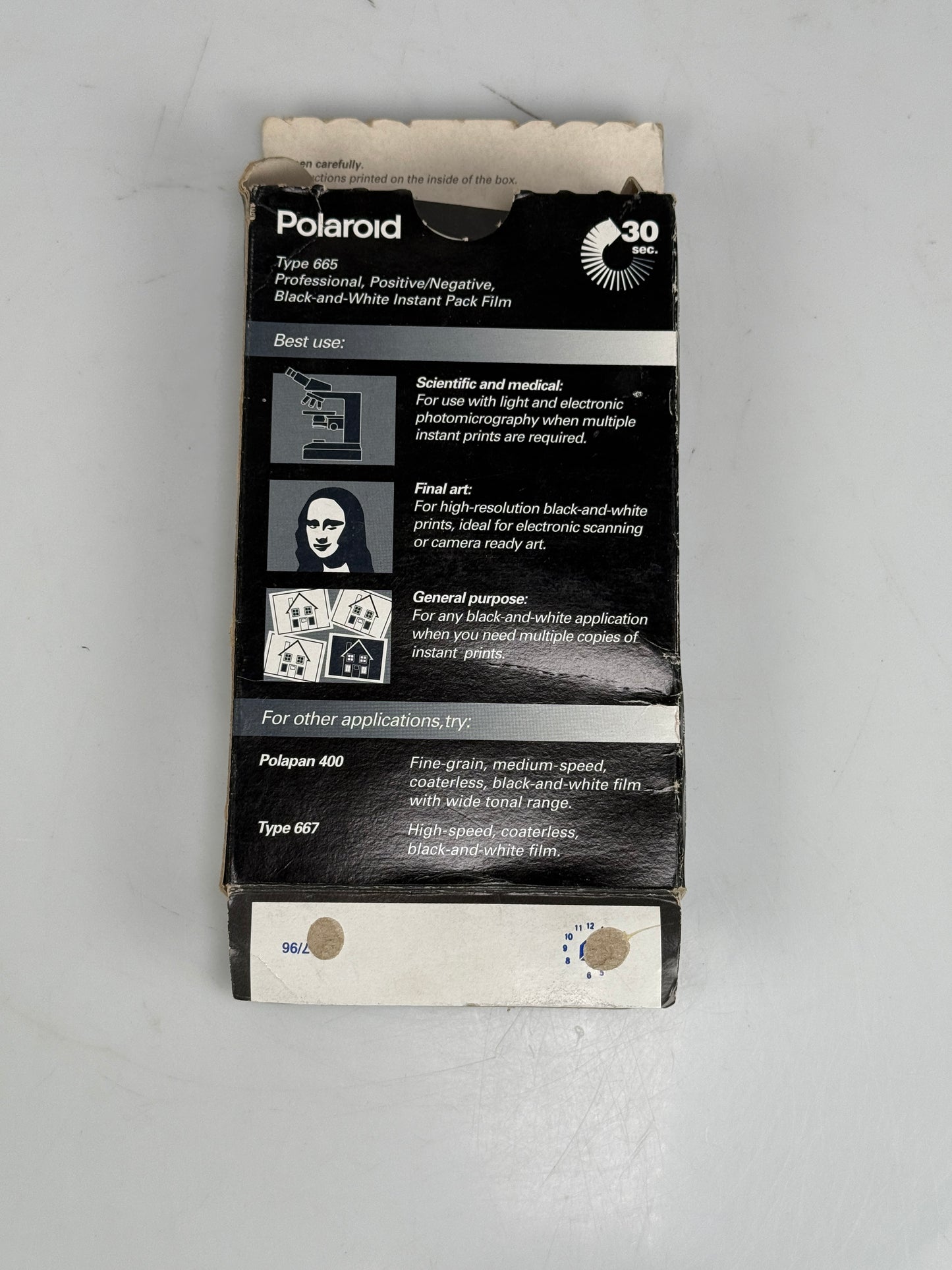 Polaroid 665 B&W Instant Peel Apart Film - expired
