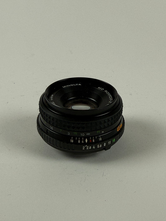 Minolta MD Rokkor-X 45mm f2 Prime lens