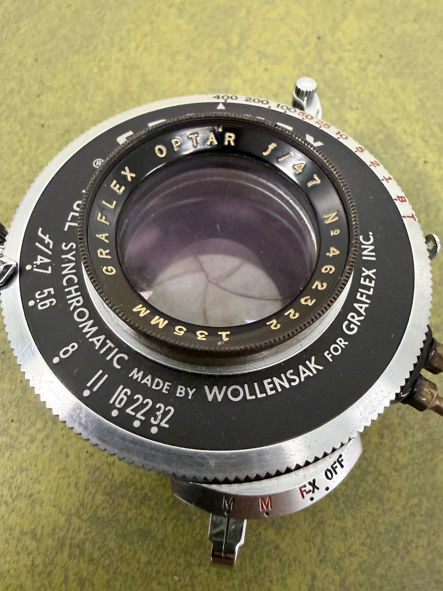 Graflex Optar 135mm f4.7 large format lens in shutter