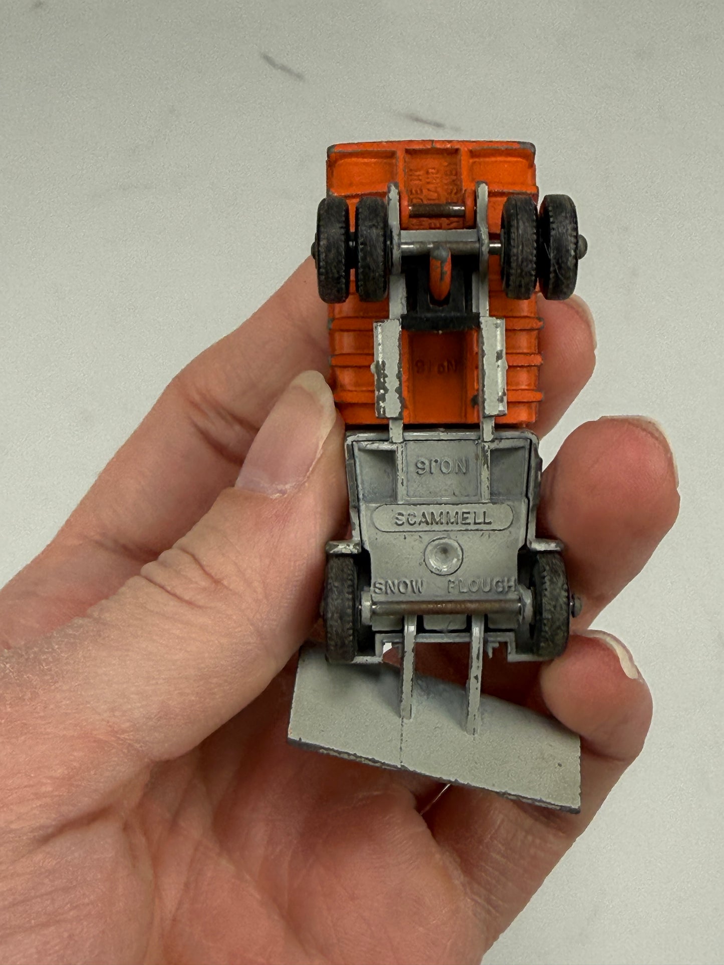 Vintage Lesney Matchbox Series No 16 Orange/Gray Scammell Snow Plow Truck