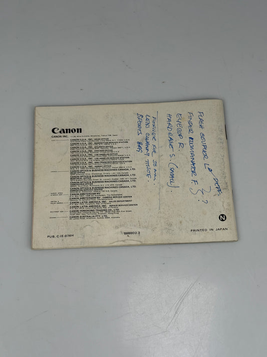 Canon F-1 Instruction Manual Booklet