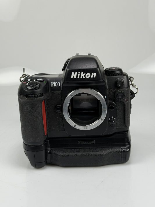 Nikon F100 35mm SLR Film Camera Black Body with MB-15 grip