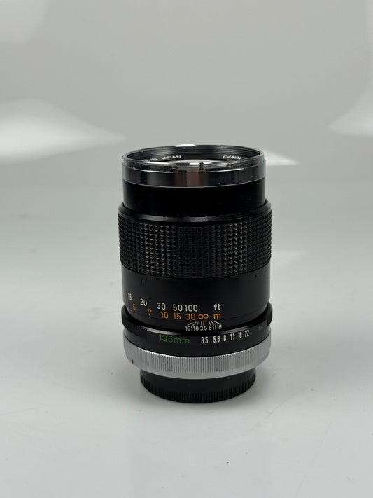 Canon FD 135mm f3.5 Lens chrome nose