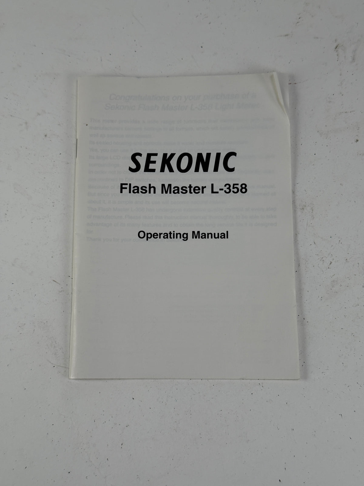 Sekonic Flash Master L-358 Instruction manual
