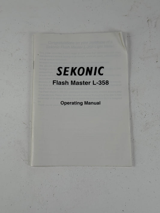 Sekonic Flash Master L-358 Instruction manual