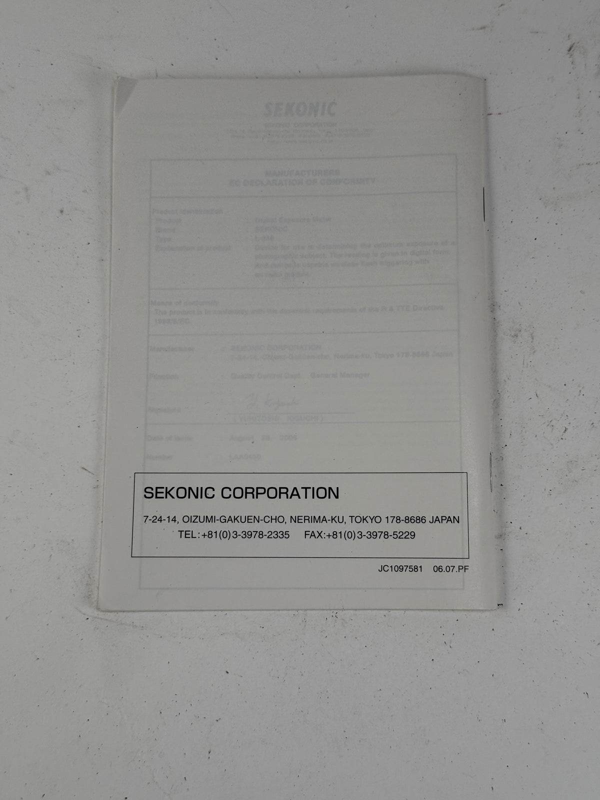 Sekonic Flash Master L-358 Instruction manual
