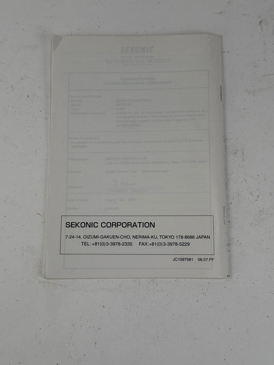 Sekonic Flash Master L-358 Instruction manual