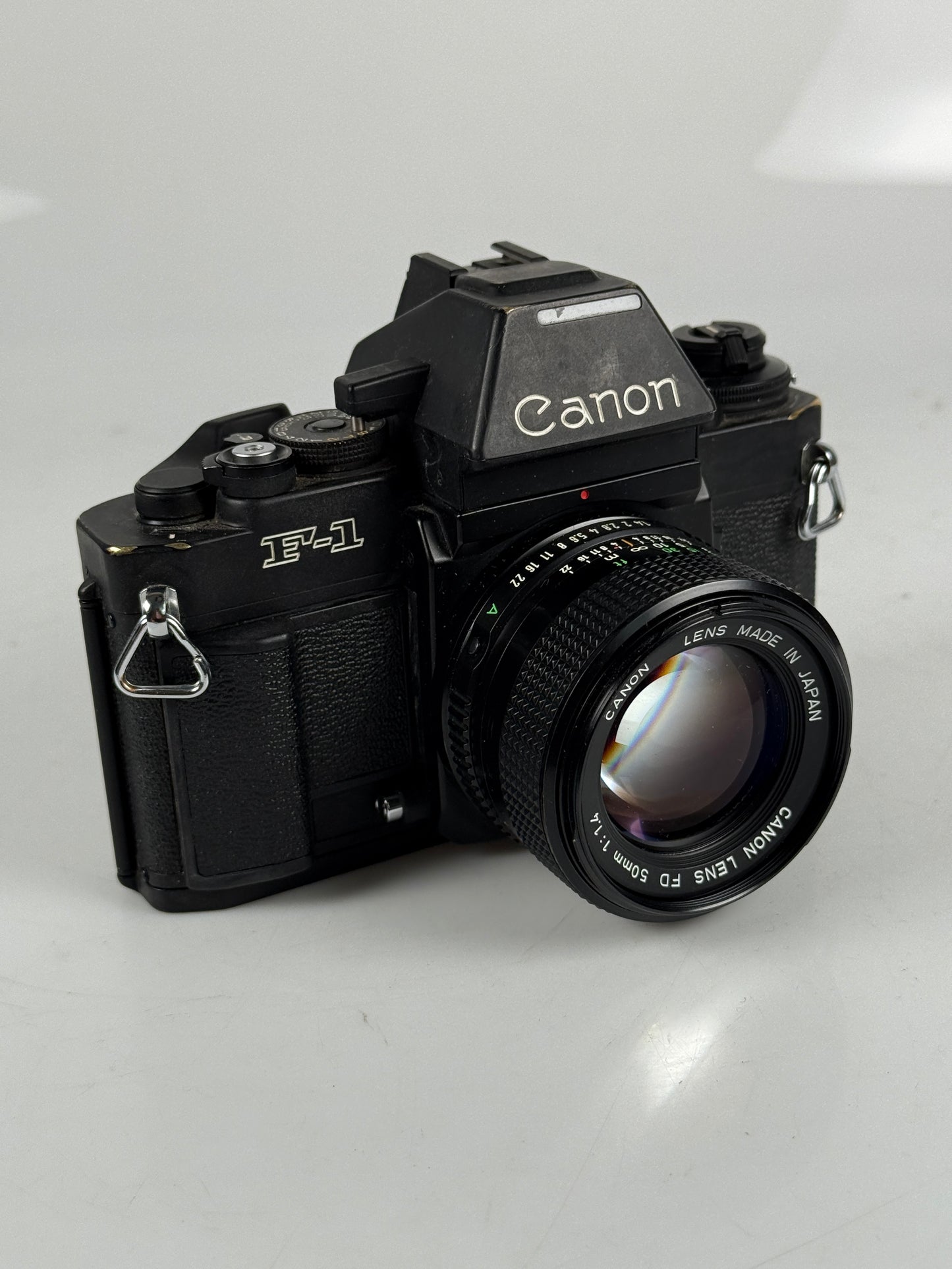 Canon NEW F-1 N 35mm SLR Film Camera black Body AE Finder w/ 50mm f1.4 FD