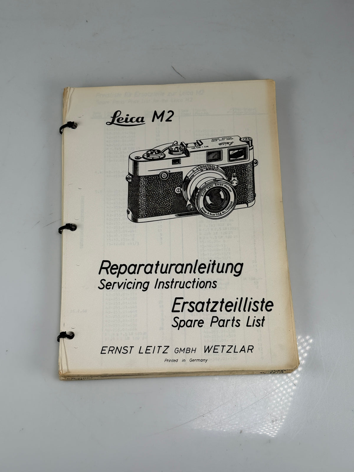 Original Leica M2 Service instructions camera Repair Manual RARE