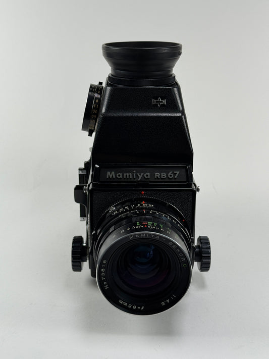 Mamiya RB67 with 65mm f4.5 Mamiya-Sekor C and 120 film back