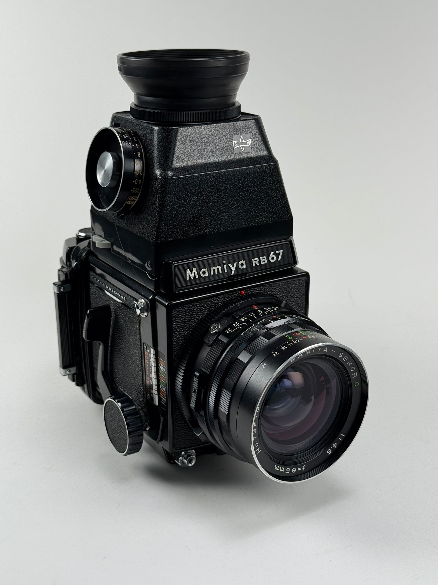 Mamiya RB67 with 65mm f4.5 Mamiya-Sekor C and 120 film back