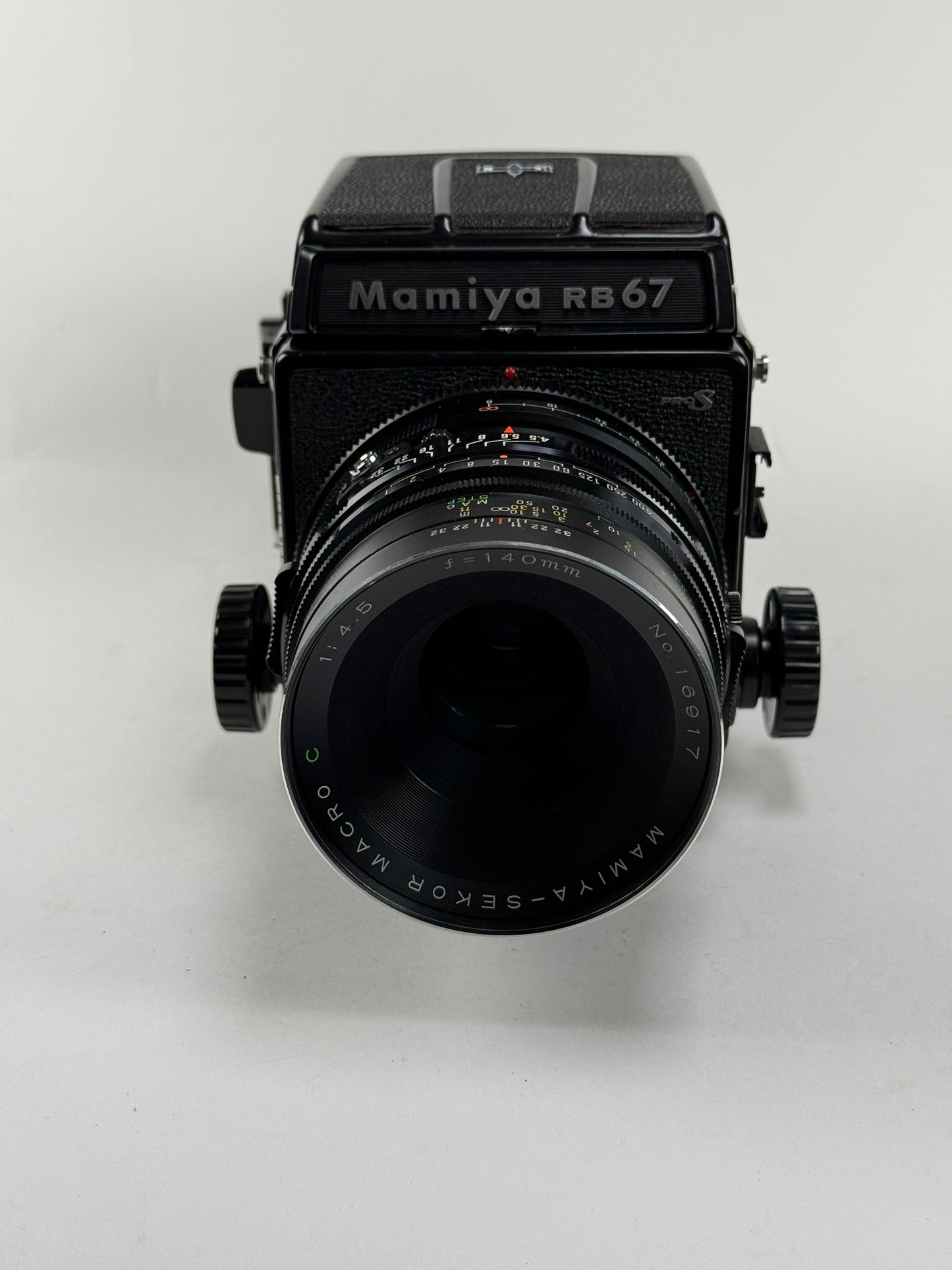 Mamiya RB67 Pro S with 140mm f4.5 Mamiya-Sekor Macro C and 120 film back