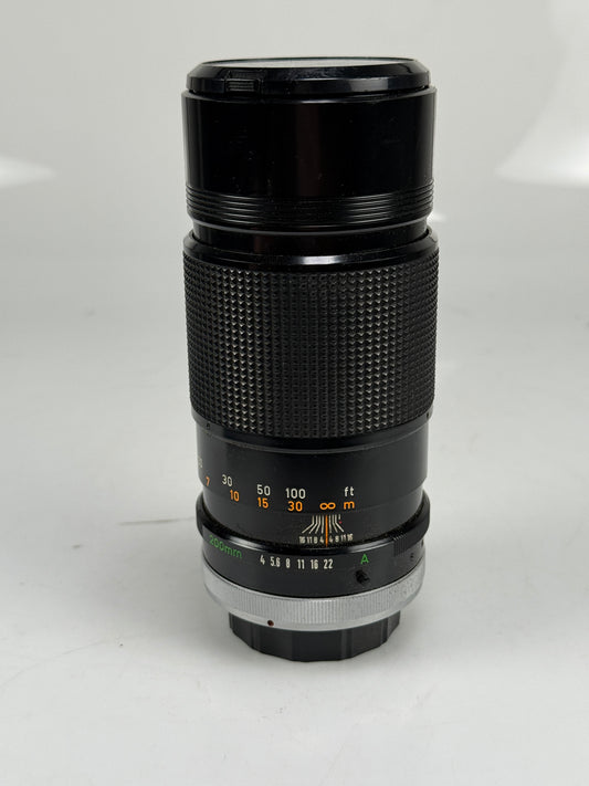 Canon FD 200mm f4 S.S.C. Telephoto Zoom Camera Lens