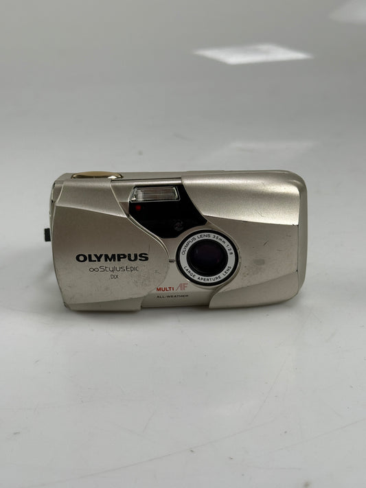 Olympus Stylus Epic DLX MJU II 35mm point and shoot p&s film camera 35mm f2.8 chrome/silver