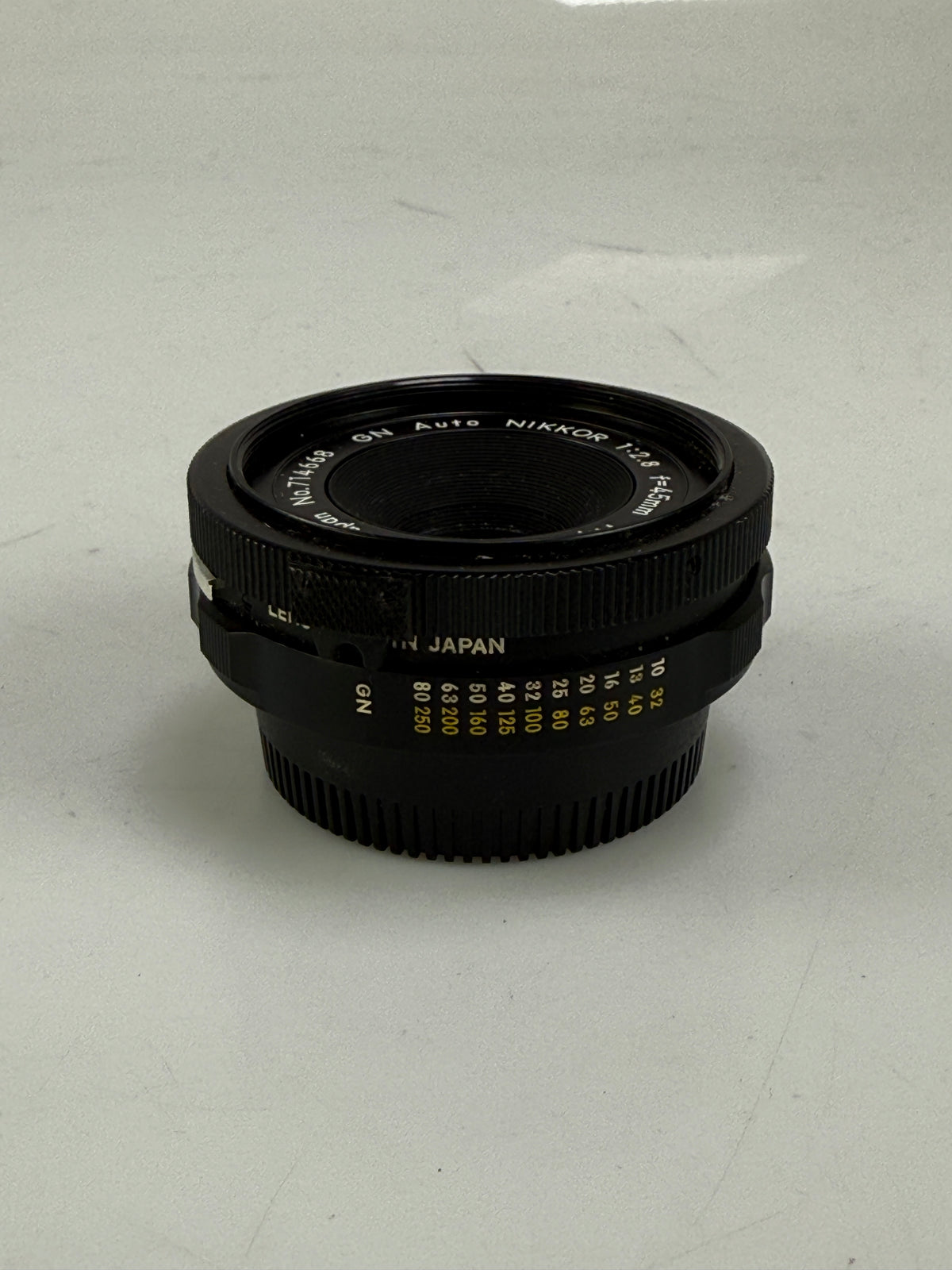 Nikon Nikkor 45mm f2.8 GN Guide Number non-AI Prime Lens