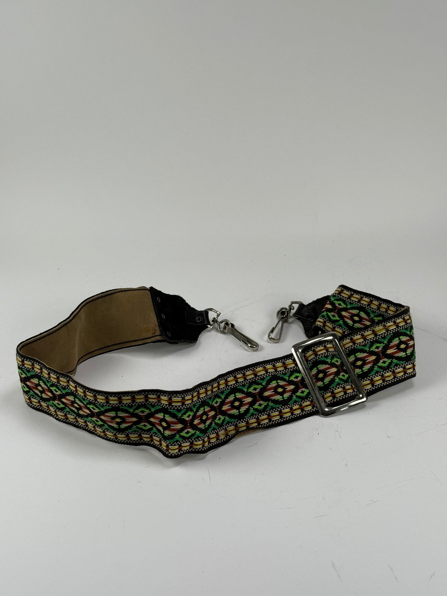 Vintage Hippie Camera Neck Strap w/ Metal Clips - Green