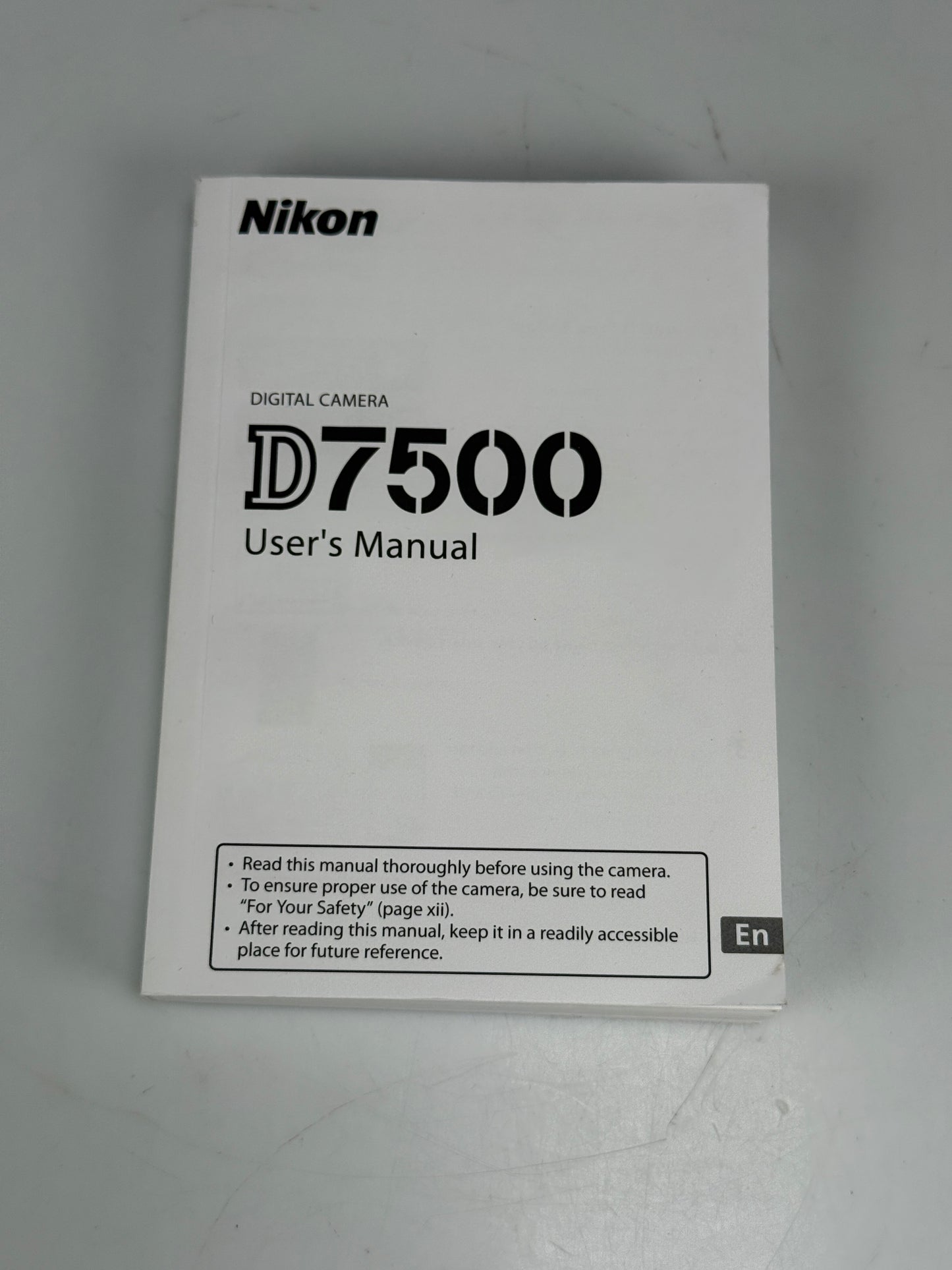 Nikon D7500 Genuine Camera Instruction Book / Manual / User Guide In English