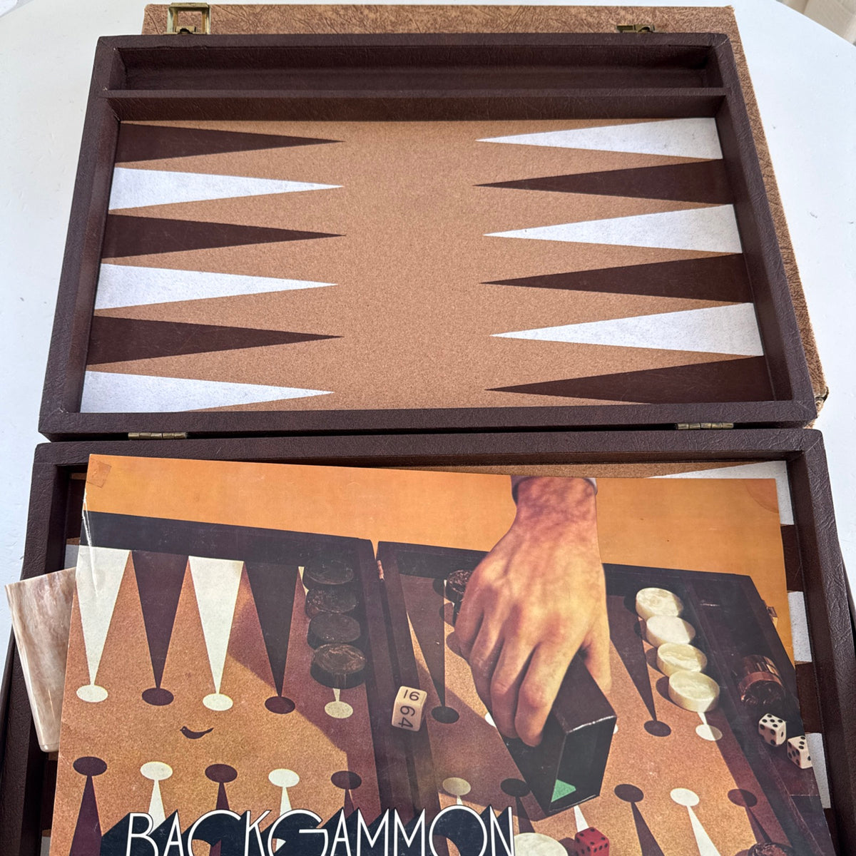 Vintage Cardinal Backgammon Board Game Set w/ with marbled bakelite checkers