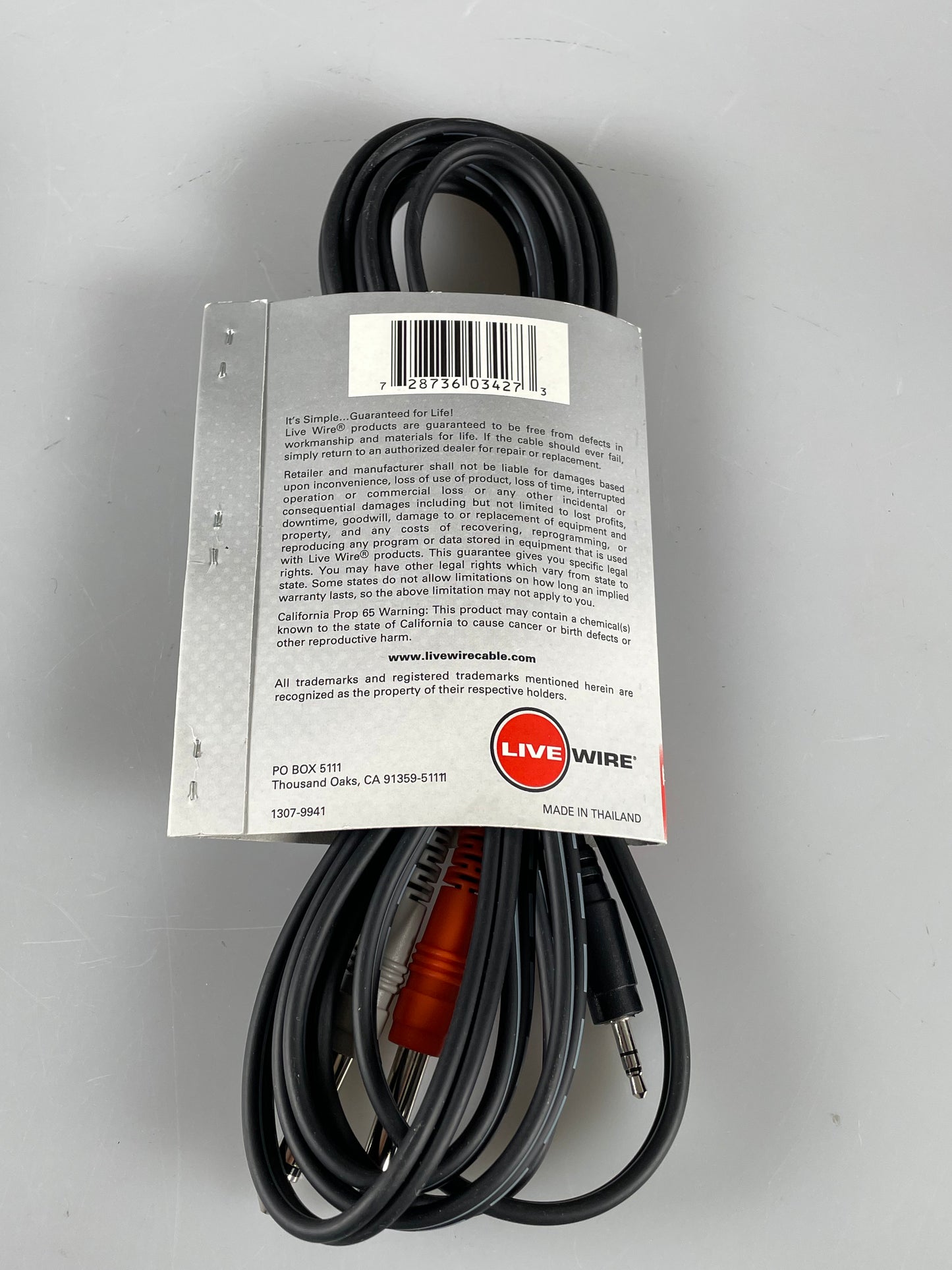 Live Wire CMP159 6ft 1/8 (3.5mm) TRS to Dual 1/4 (6.35mm) TS Cable HMP-006Y