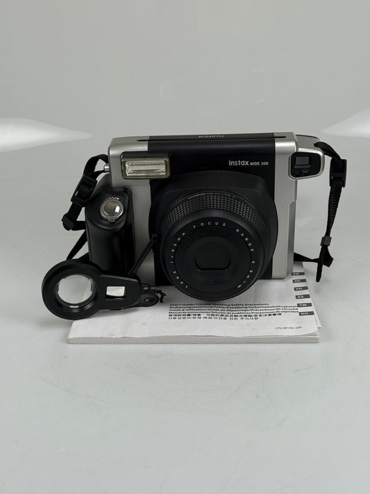Fujifilm Instax Wide 300 Instant Film Camera Black And Silver With Strap