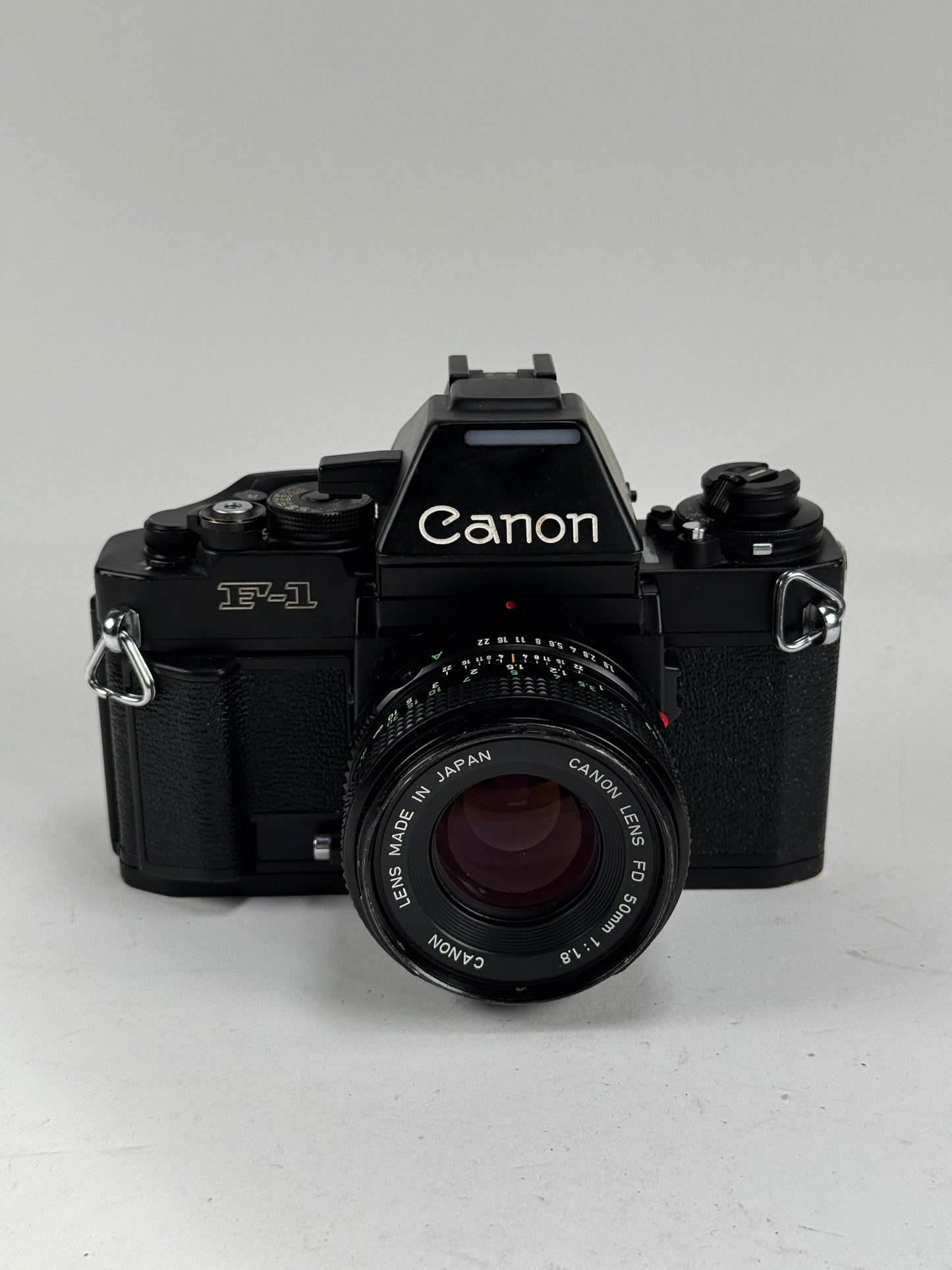 Canon NEW F-1 N 35mm SLR Film Camera black Body AE Finder w/ 50mm f1.8 FD