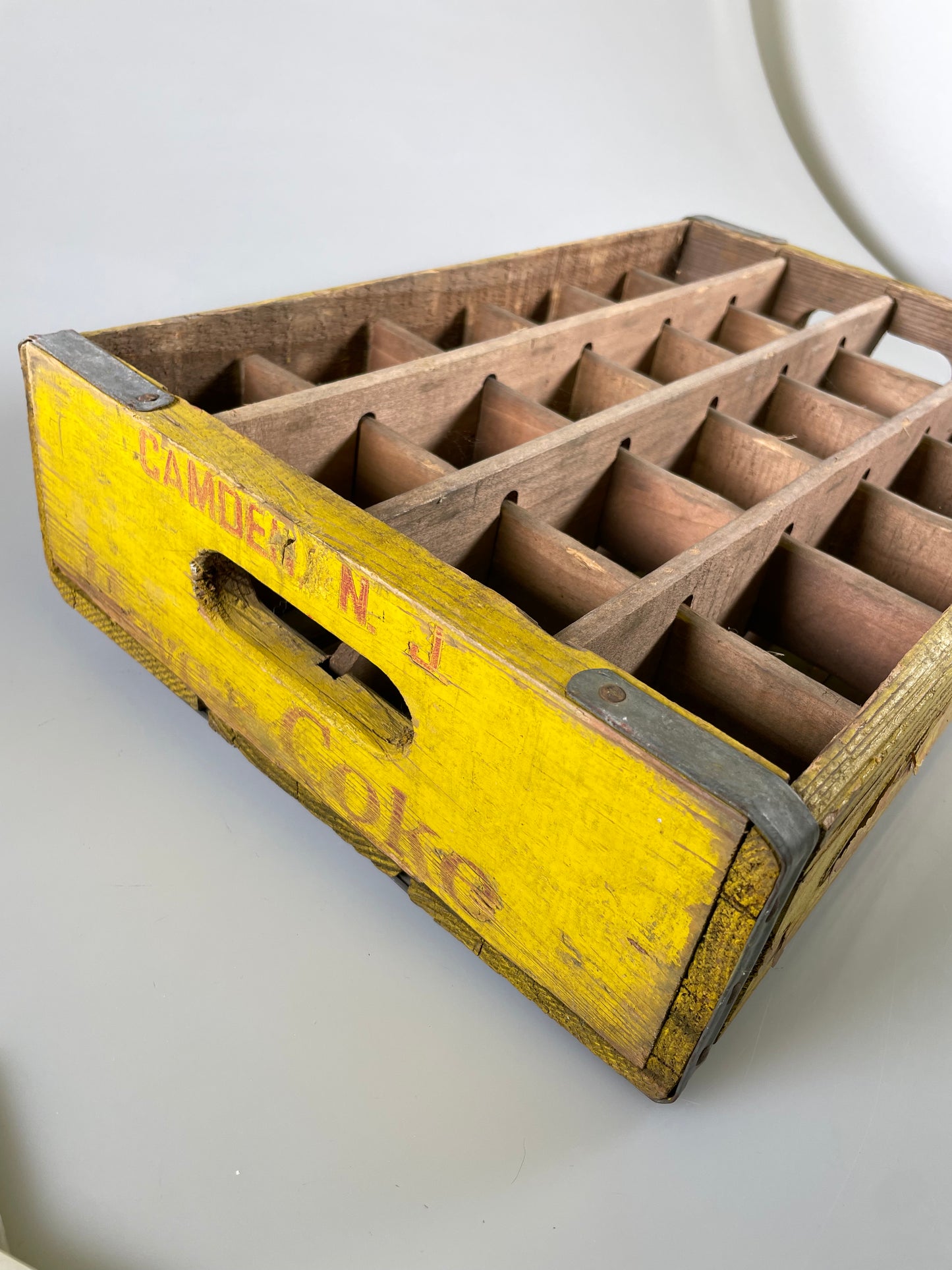 Vintage Coca-Cola Yellow Wooden pop bottle Crate 24  Camden, NJ New Jersey