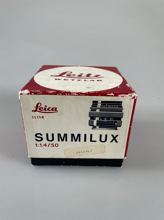 Leica Leitz Wetzlar Summilux-M 50mm f1.4 V1 11114 Lens Box