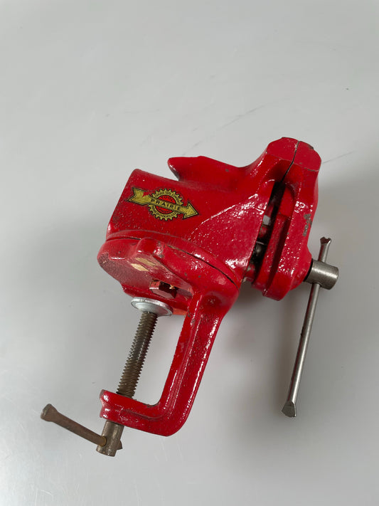 Vintage Prairie Tool Co. Bench Vise grip clamp red