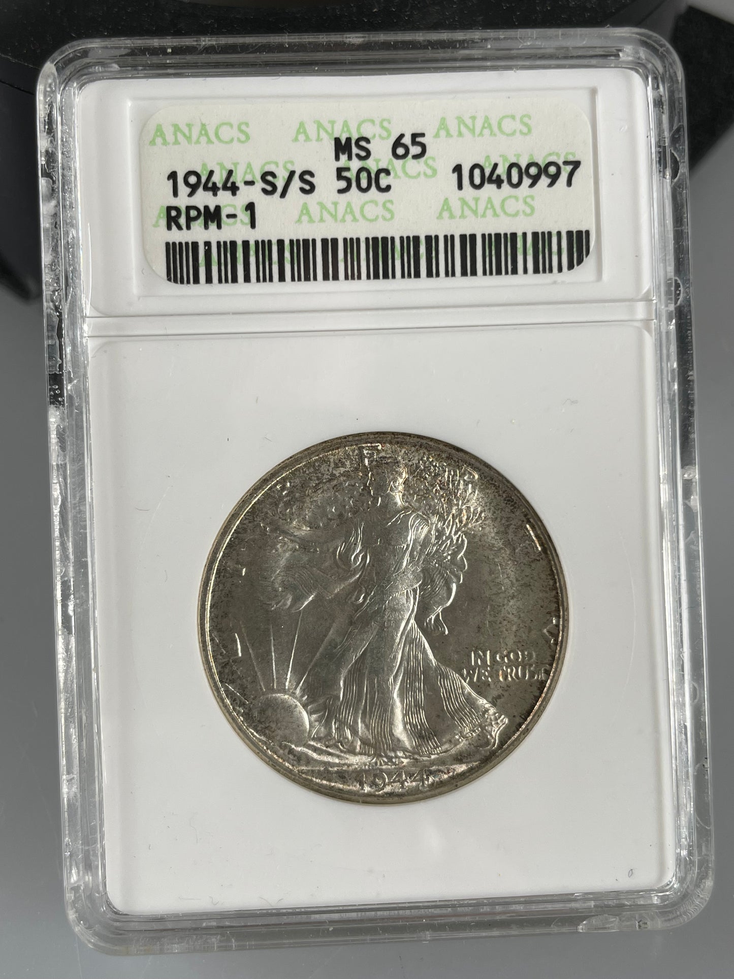 1944 S/S PCGS MS65 ANACS Soap Box RPM-1 Repunched Mint Mark Walking Liberty Half Dollar TOP POP