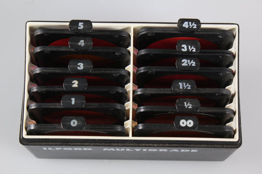 Ilford Multigrade Lens Filter Set 12 Case Photo Under Contrast Control Black White