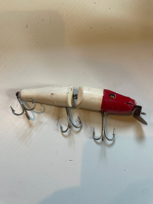 Vintage Creek Chub Jointed wiggle Red Head White