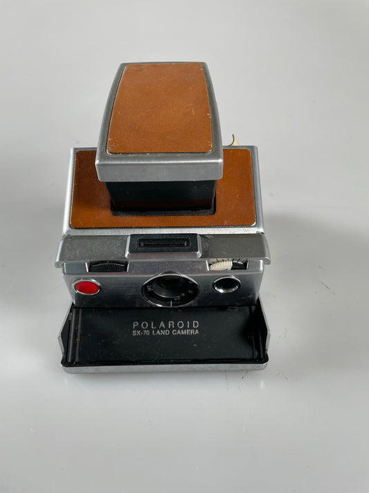 Polaroid SX-70 Land Camera Folding Brown Leather
