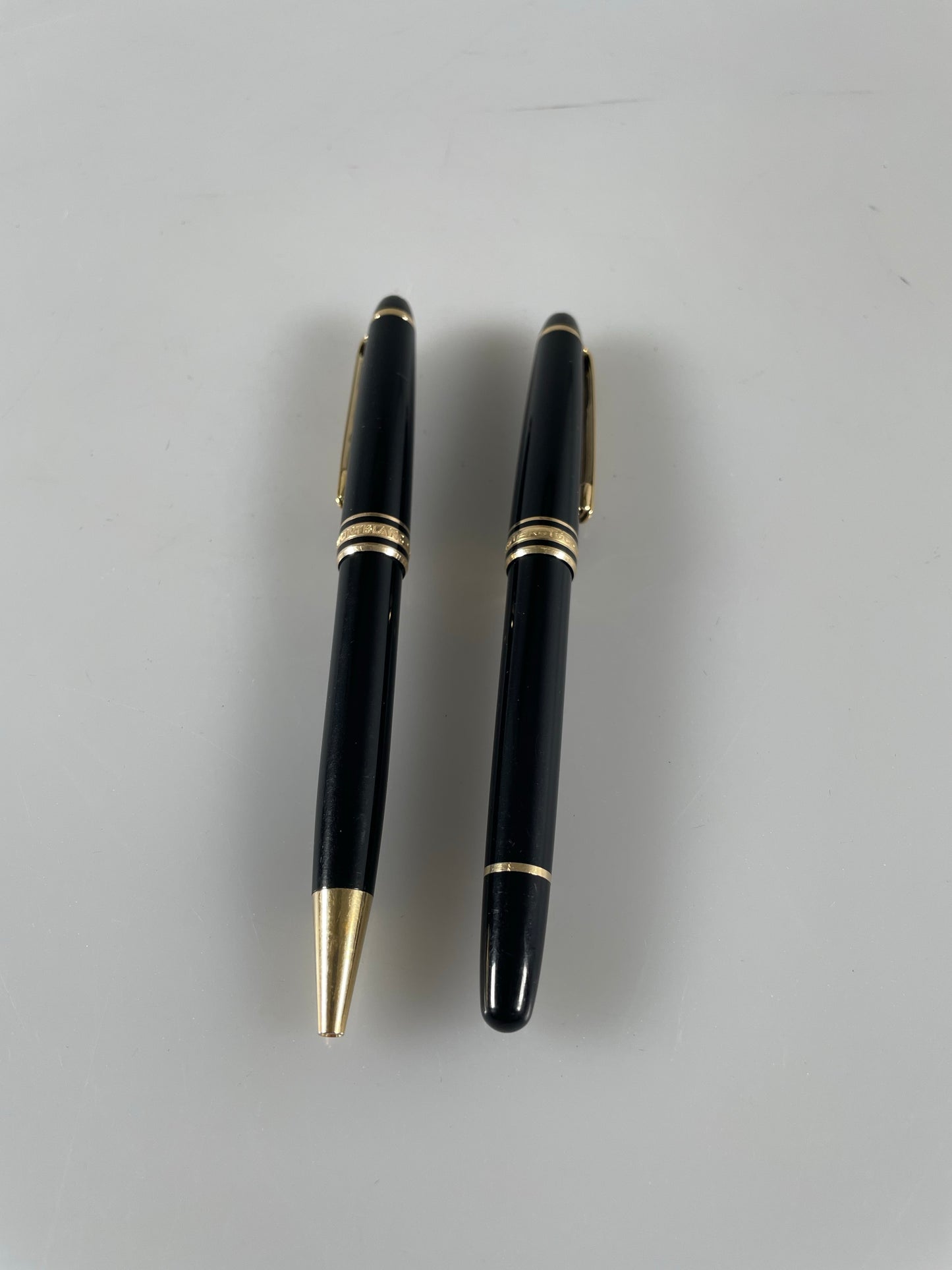 Vintage Montblanc Meisterstuck Black Fountain Pen and ball point 4810 14k Gold 585 w/ ink