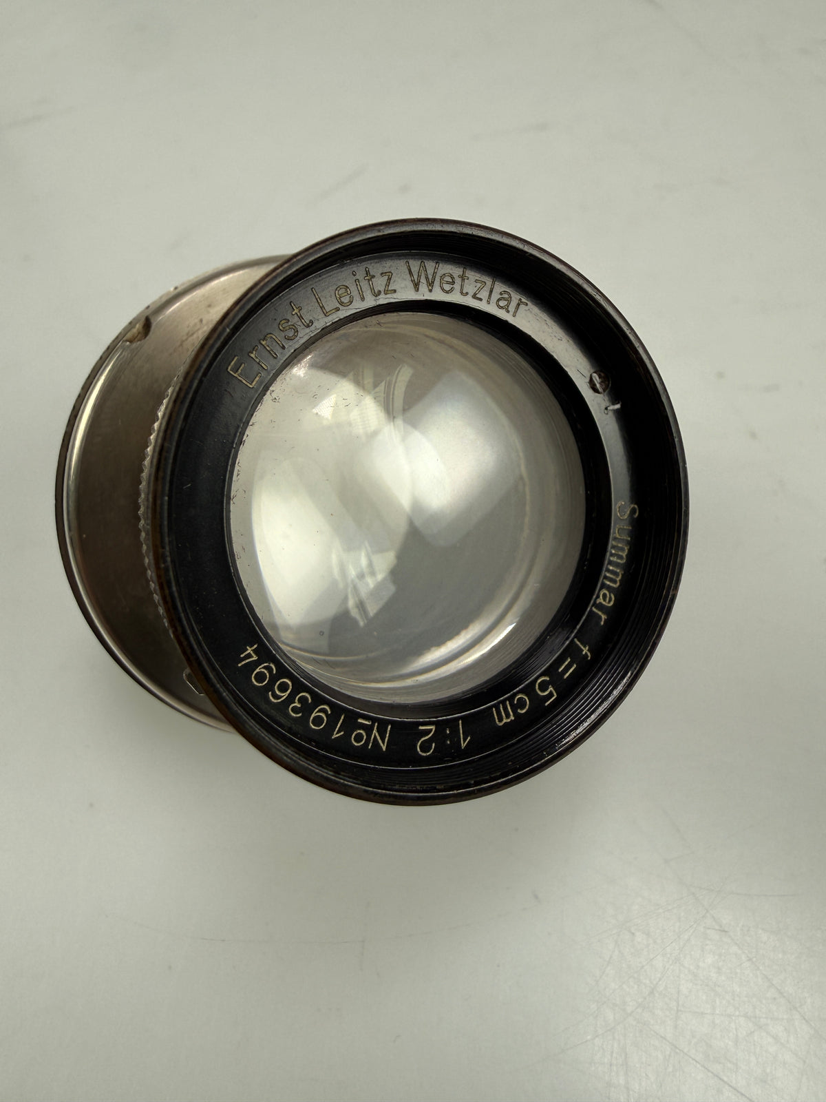 LEICA 50MM SUMMAR F2 PRE-WAR BLACK RIM NICKLE SM COLLAPSIBLE LENS RARE