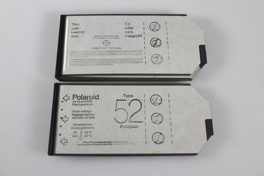 Polaroid 52 4x5 in B&W Instant Sheet Film ISO 400 polapan 16 sheets