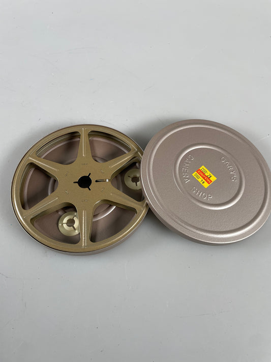 Metal 200 Foot 8mm Movie FILM REEL with Protective Film Can